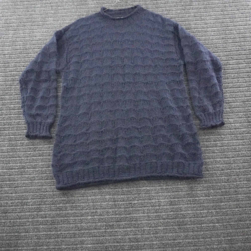 Vintage Esprit Sweater Womens Large Navy Blue Mohair Blend Textured Knit